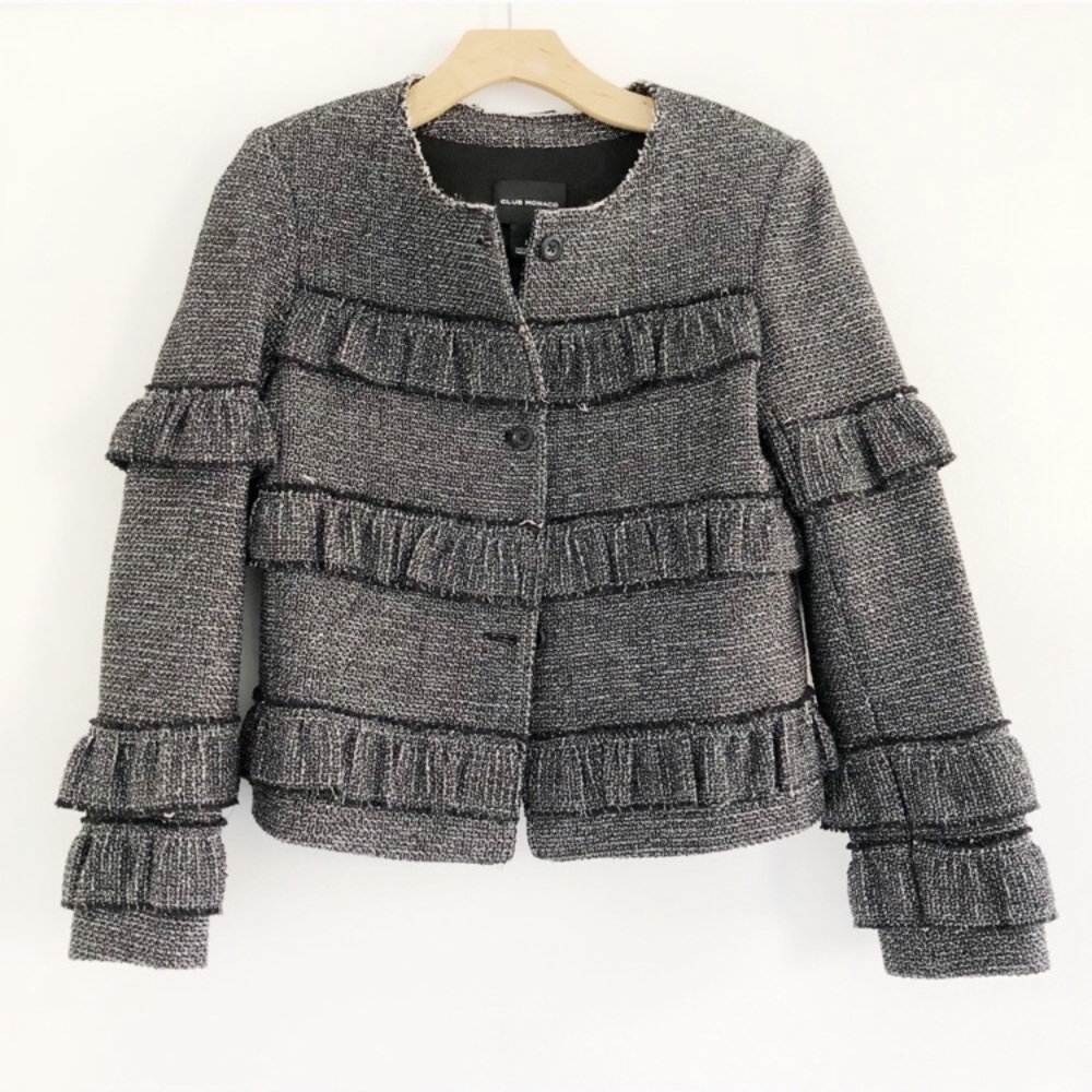 Club Monaco Tiered Ruffle blazer